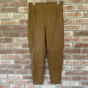 NWT Abercrombie & Fitch Vegan Leather High Rise Side Zip Skinny Pants Large Tan